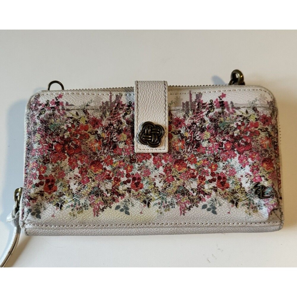 Faux Leather Elliott Lucca Theo White Bouquet Floral Wallet Wrist